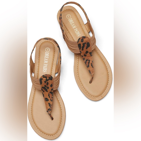 DREAM PAIRS Elastic Strappy Gladiator Sandals - leopard - size 7- worn once - Picture 2 of 9